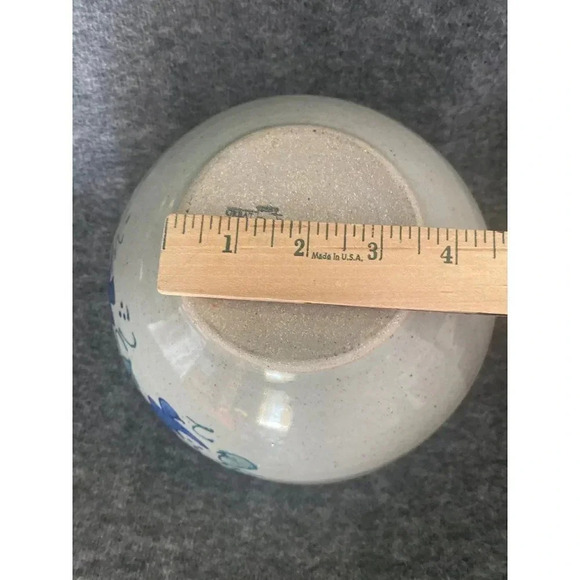 𝅺Great Bay Pottery N Hampton Glazed Clay Round Bowl Gray Green Blue 5"H x 8"D - Picture 6 of 12
